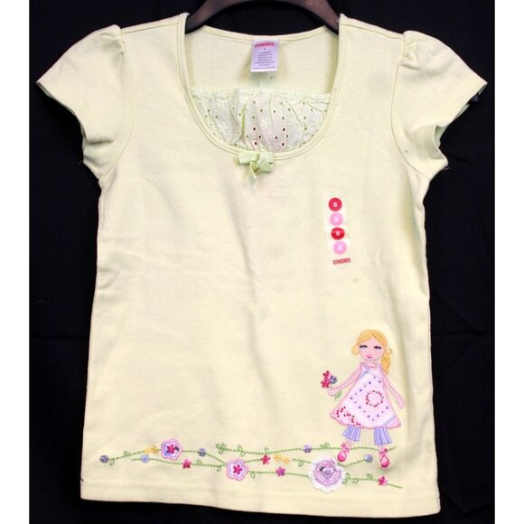 2007 Gymboree Love is in the Air Yellow Shirt Girl Bouquet Embroider Applique 8 - Picture 1 of 5